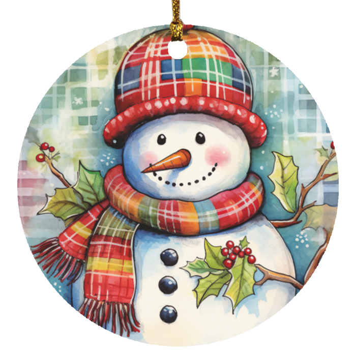 Plaids Snowman Ornament