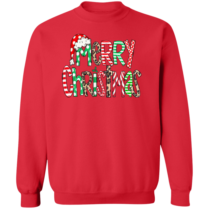 Merry Christmas Doodle Crewneck Pullover Sweatshirt