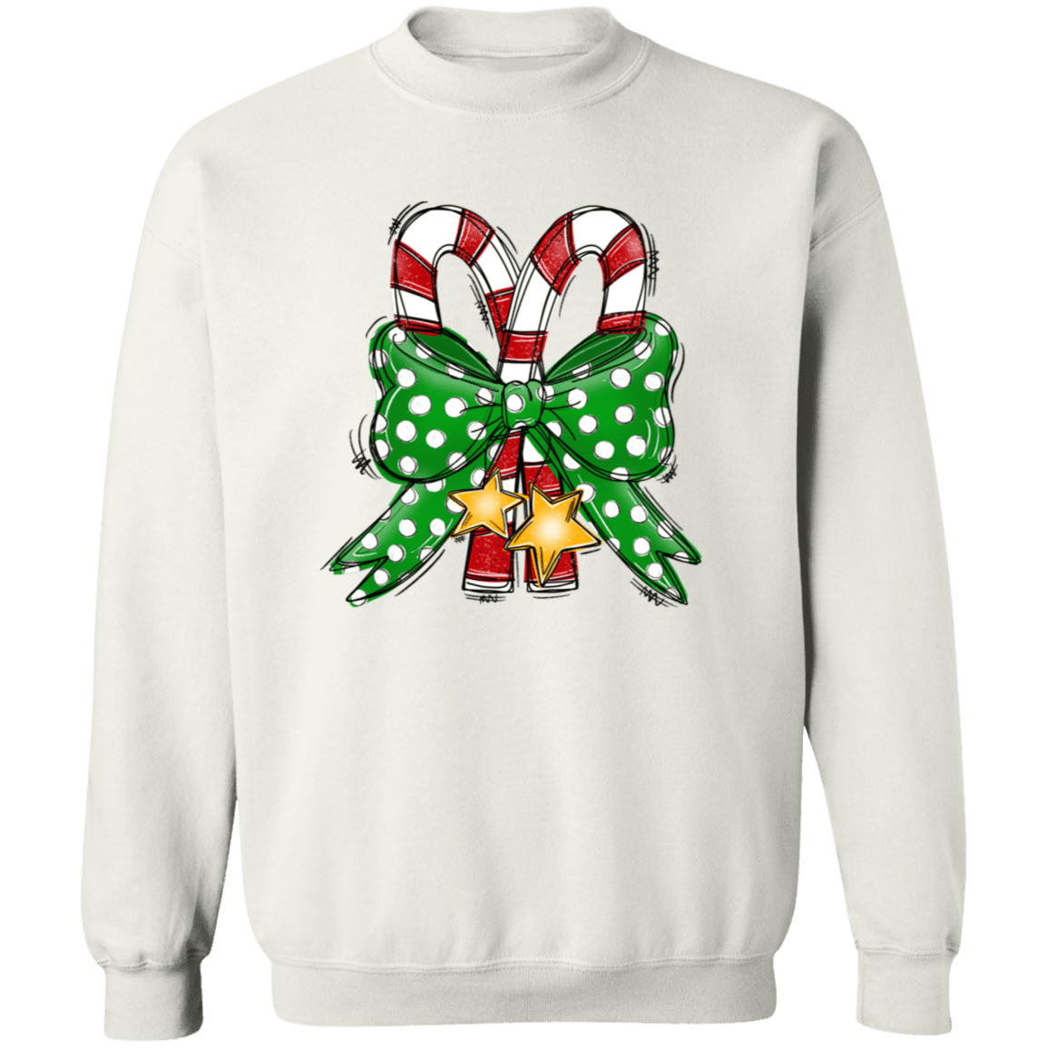 Candy Canes Crewneck Pullover Sweatshirt - Busy Bee Graphix