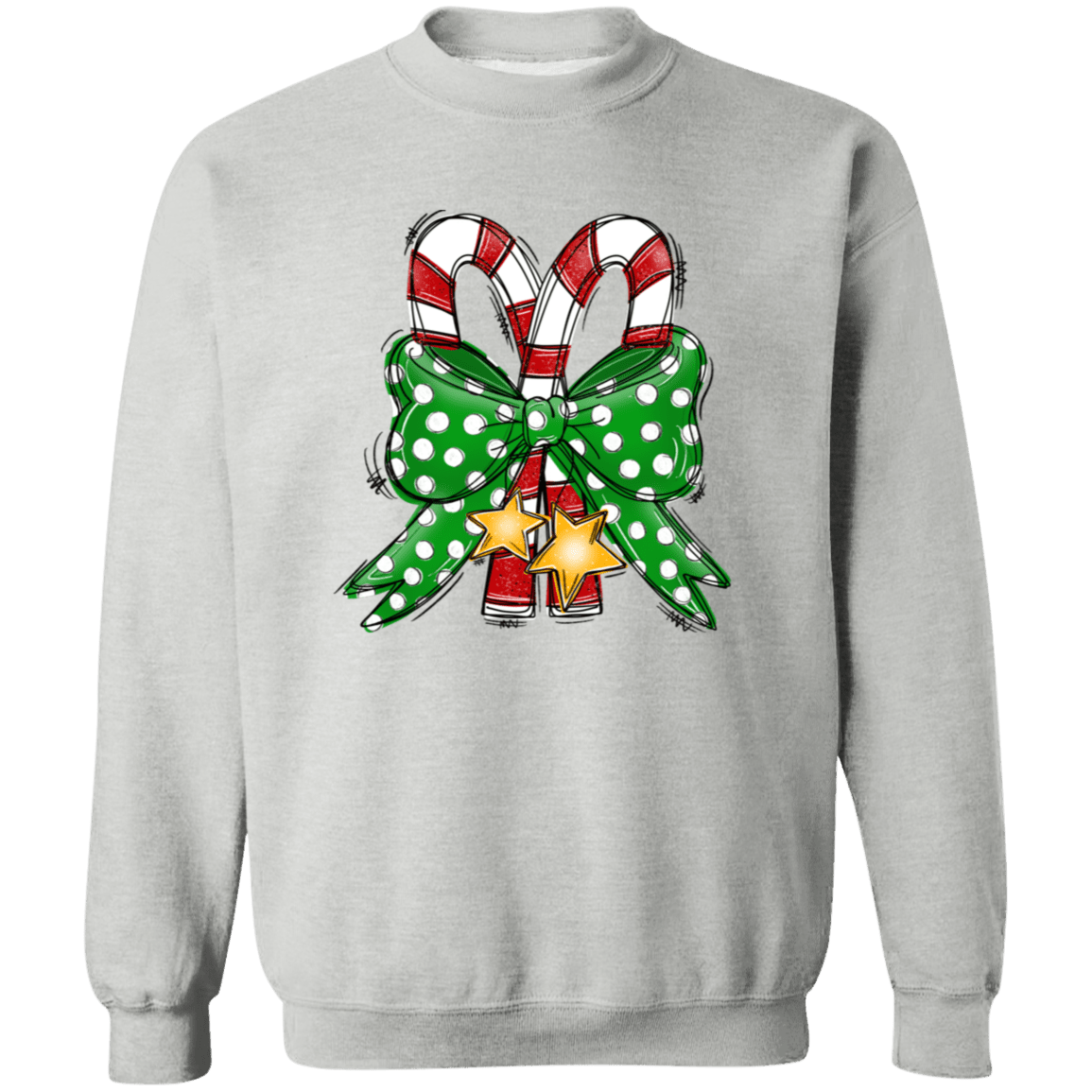 Candy Canes Crewneck Pullover Sweatshirt - Busy Bee Graphix