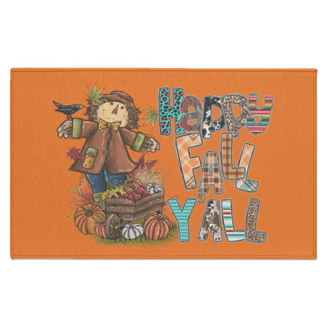 Happy Fall Yall Scarecrow Indoor Doormat - Busy Bee Graphix