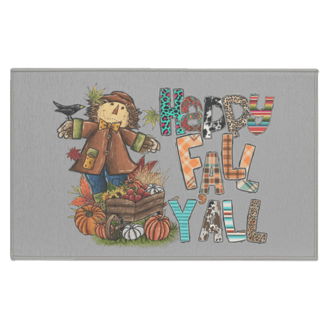 Happy Fall Yall Scarecrow Indoor Doormat - Busy Bee Graphix