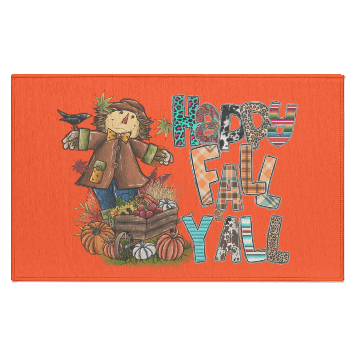 Happy Fall Yall Scarecrow Indoor Doormat - Busy Bee Graphix