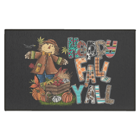 Happy Fall Yall Scarecrow Indoor Doormat - Busy Bee Graphix