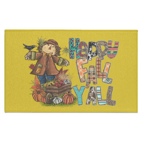 Happy Fall Yall Scarecrow Indoor Doormat - Busy Bee Graphix