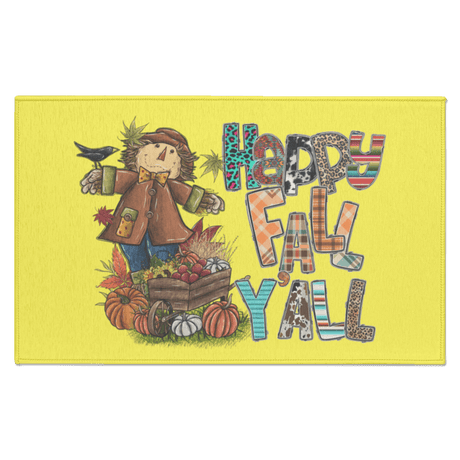 Happy Fall Yall Scarecrow Indoor Doormat - Busy Bee Graphix