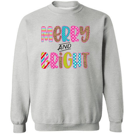 Merry & Bright Colorful Crewneck Pullover Sweatshirt - Busy Bee Graphix