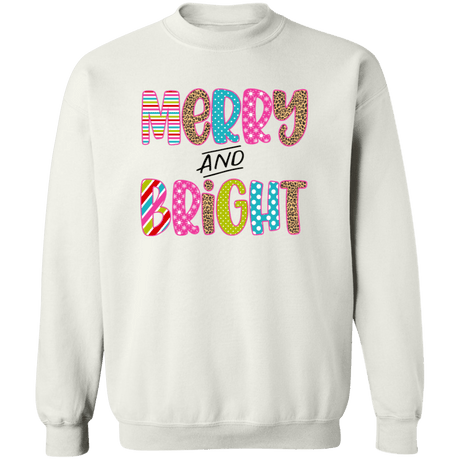 Merry & Bright Colorful Crewneck Pullover Sweatshirt - Busy Bee Graphix