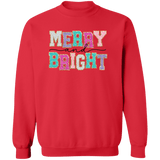 Merry & Bright Crewneck Pullover Sweatshirt - Busy Bee Graphix