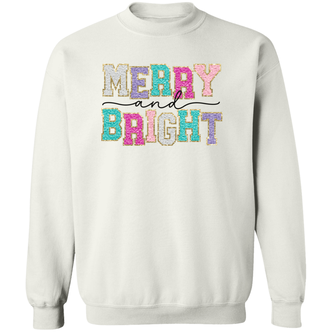 Merry & Bright Crewneck Pullover Sweatshirt - Busy Bee Graphix