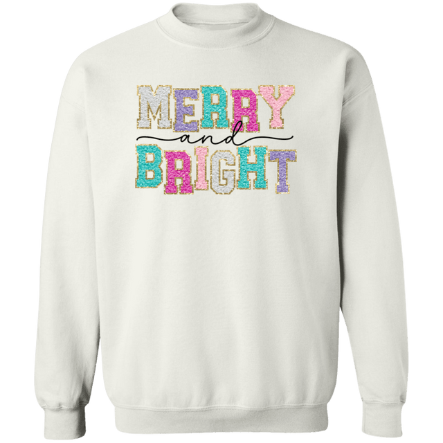 Merry & Bright Crewneck Pullover Sweatshirt - Busy Bee Graphix