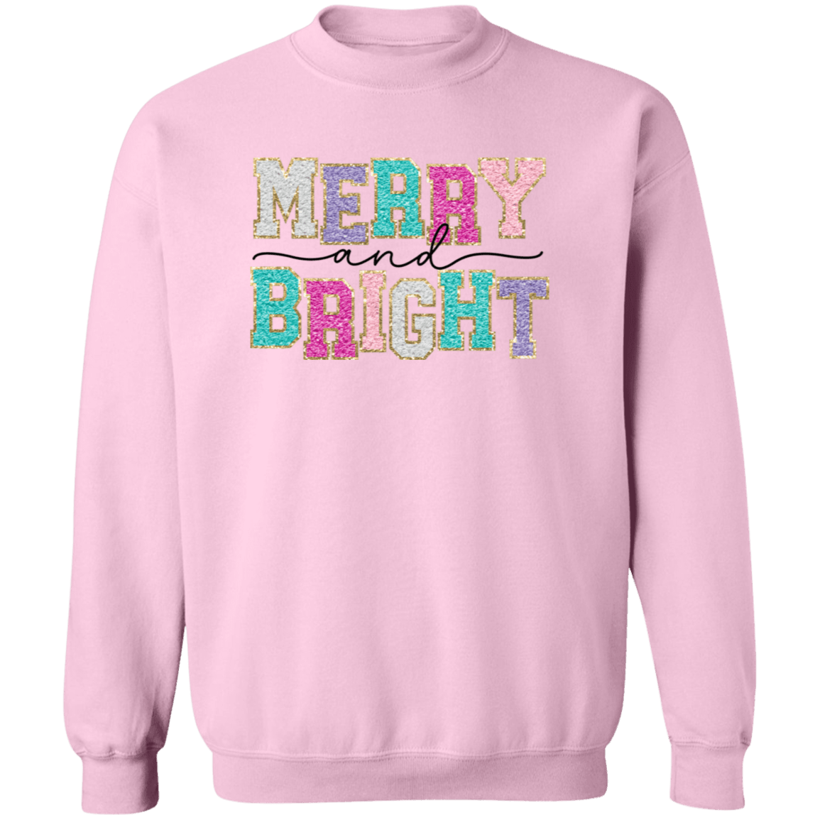 Merry & Bright Crewneck Pullover Sweatshirt - Busy Bee Graphix