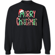 Merry Christmas Doodle Crewneck Pullover Sweatshirt - Busy Bee Graphix