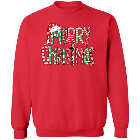 Merry Christmas Doodle Crewneck Pullover Sweatshirt - Busy Bee Graphix