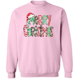 Merry Christmas Doodle Crewneck Pullover Sweatshirt - Busy Bee Graphix