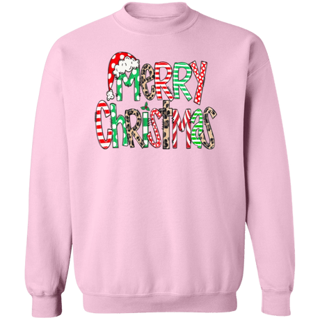 Merry Christmas Doodle Crewneck Pullover Sweatshirt - Busy Bee Graphix