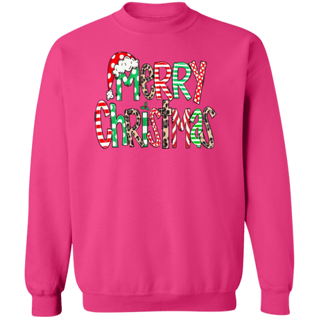 Merry Christmas Doodle Crewneck Pullover Sweatshirt - Busy Bee Graphix