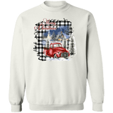 Merry Christmas Plaid Truck Crewneck Pullover Sweatshirt - Busy Bee Graphix