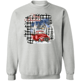 Merry Christmas Plaid Truck Crewneck Pullover Sweatshirt - Busy Bee Graphix