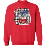 Merry Christmas Plaid Truck Crewneck Pullover Sweatshirt - Busy Bee Graphix