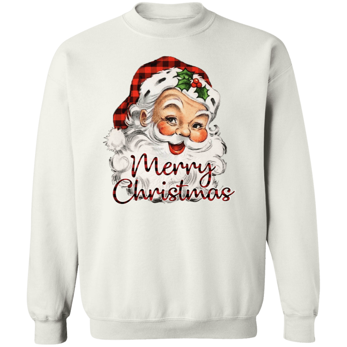 Merry Christmas Santa Crewneck Pullover Sweatshirt - Busy Bee Graphix