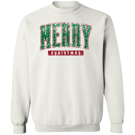 Merry Christmas Sequin Crewneck Pullover Sweatshirt - Busy Bee Graphix