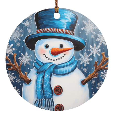 Painted Blue Snowman Ornament - Busy Bee Graphix