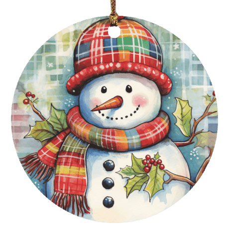 Plaids Snowman Ornament - Busy Bee Graphix