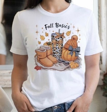 Retro Fall Basics Coquett Pumpkin Bow Tee - Busy Bee Graphix