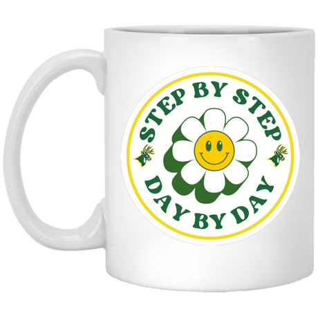 Step By Step Day by Day 11oz White Mug - Busy Bee Graphix