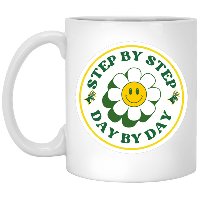 Step By Step Day by Day 11oz White Mug - Busy Bee Graphix