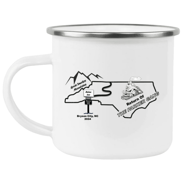 The Parker Gang Enamel Camping Mug - Busy Bee Graphix