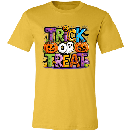 Trick or Treat Halloween Ghost Pumpkin Bella Canvas Tee - Busy Bee Graphix