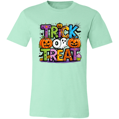 Trick or Treat Halloween Ghost Pumpkin Bella Canvas Tee - Busy Bee Graphix