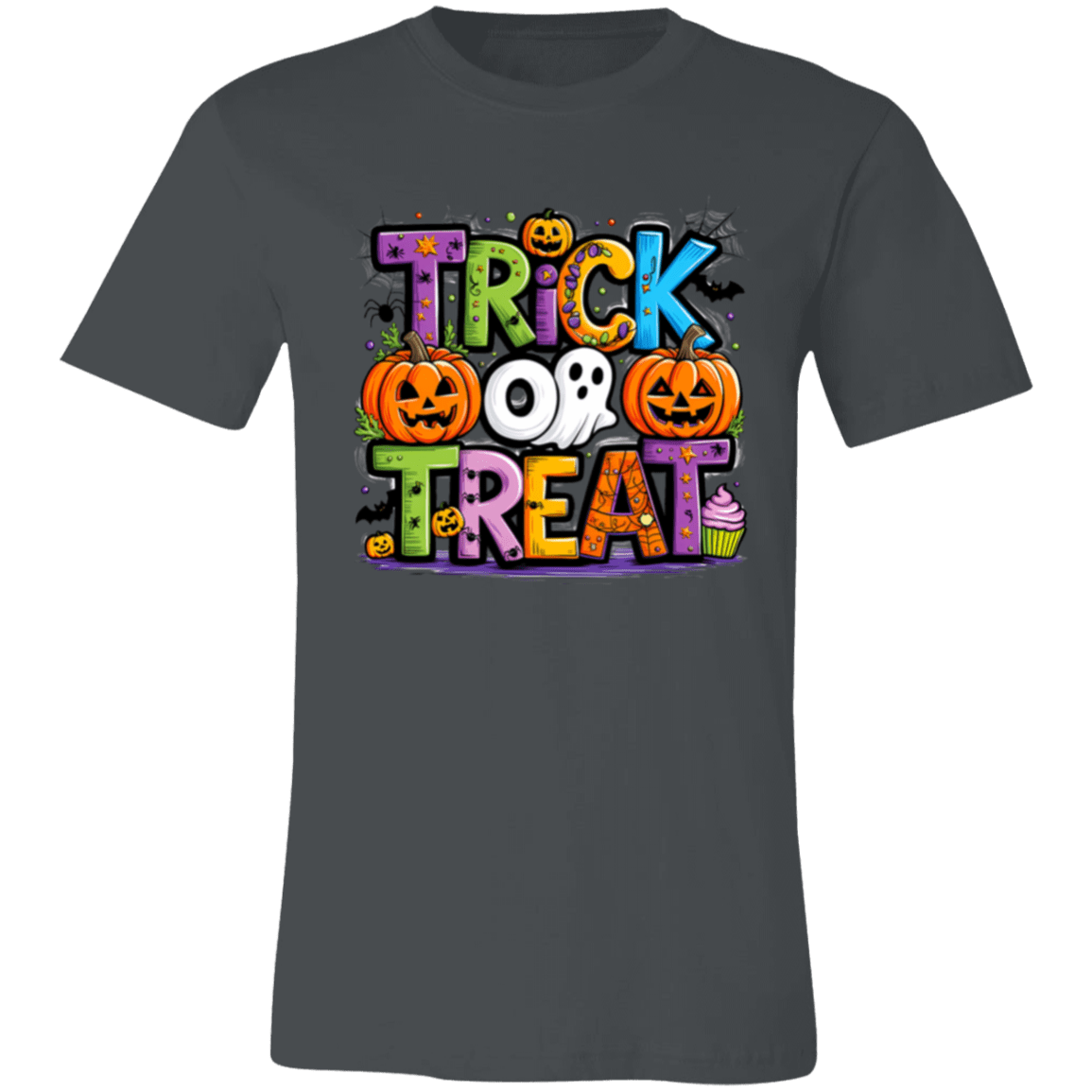 Trick or Treat Halloween Ghost Pumpkin Bella Canvas Tee - Busy Bee Graphix