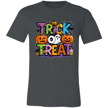 Trick or Treat Halloween Ghost Pumpkin Bella Canvas Tee - Busy Bee Graphix