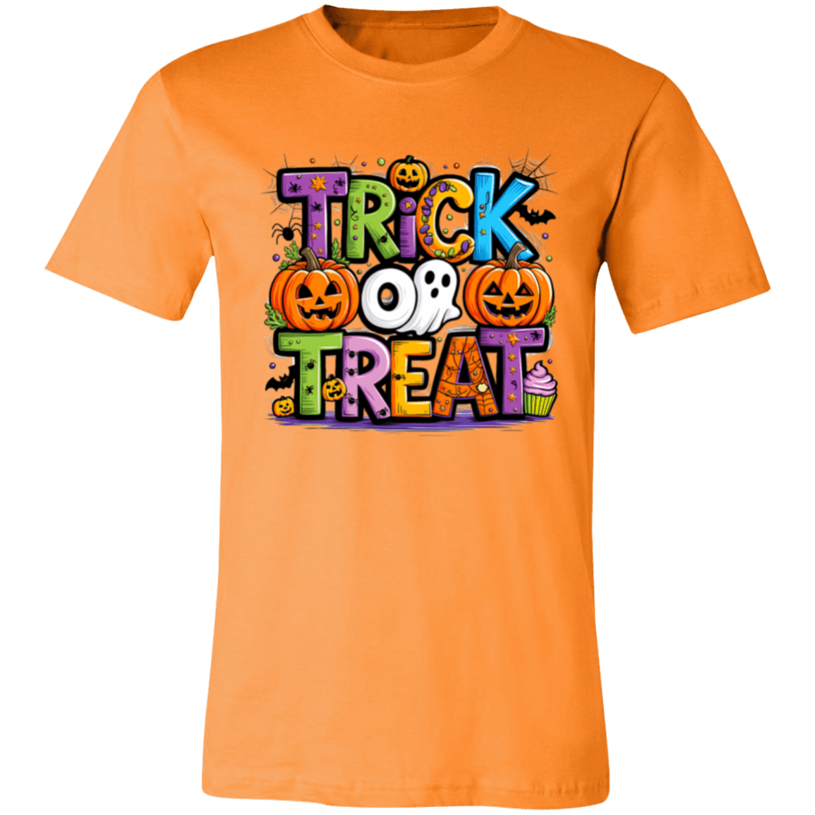 Trick or Treat Halloween Ghost Pumpkin Bella Canvas Tee - Busy Bee Graphix