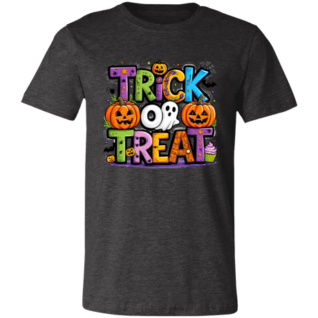 Trick or Treat Halloween Ghost Pumpkin Bella Canvas Tee - Busy Bee Graphix