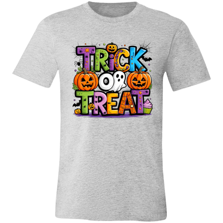 Trick or Treat Halloween Ghost Pumpkin Bella Canvas Tee - Busy Bee Graphix