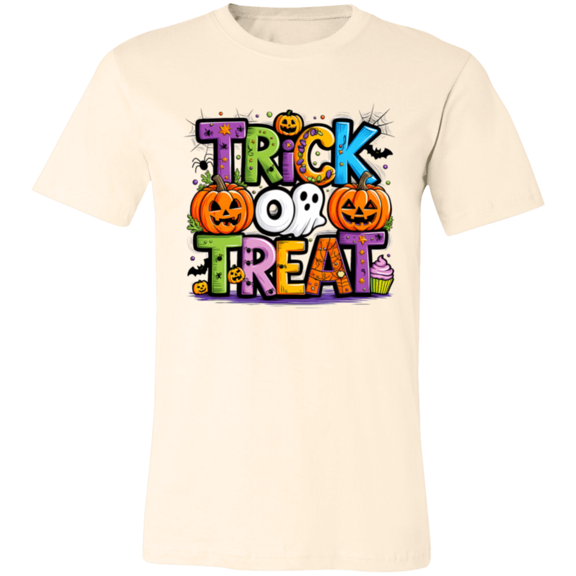 Trick or Treat Halloween Ghost Pumpkin Bella Canvas Tee - Busy Bee Graphix