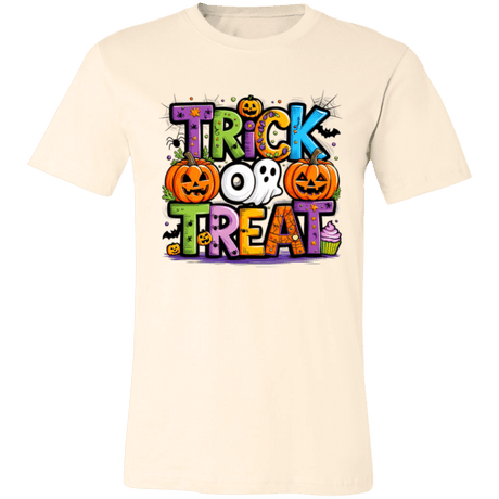 Trick or Treat Halloween Ghost Pumpkin Bella Canvas Tee - Busy Bee Graphix