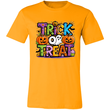 Trick or Treat Halloween Ghost Pumpkin Bella Canvas Tee - Busy Bee Graphix