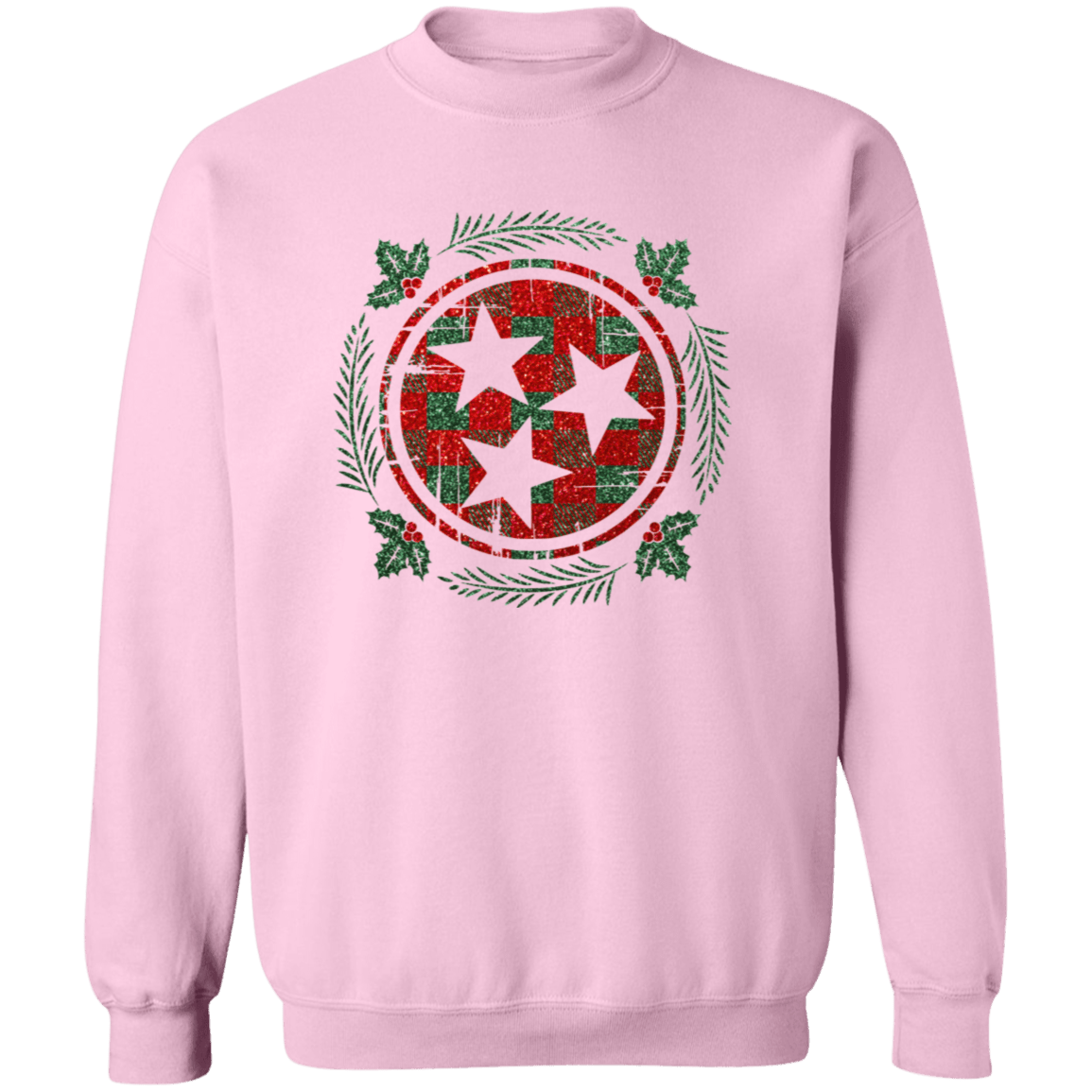 Tristar Holly Wreath Crewneck Pullover Sweatshirt - Busy Bee Graphix