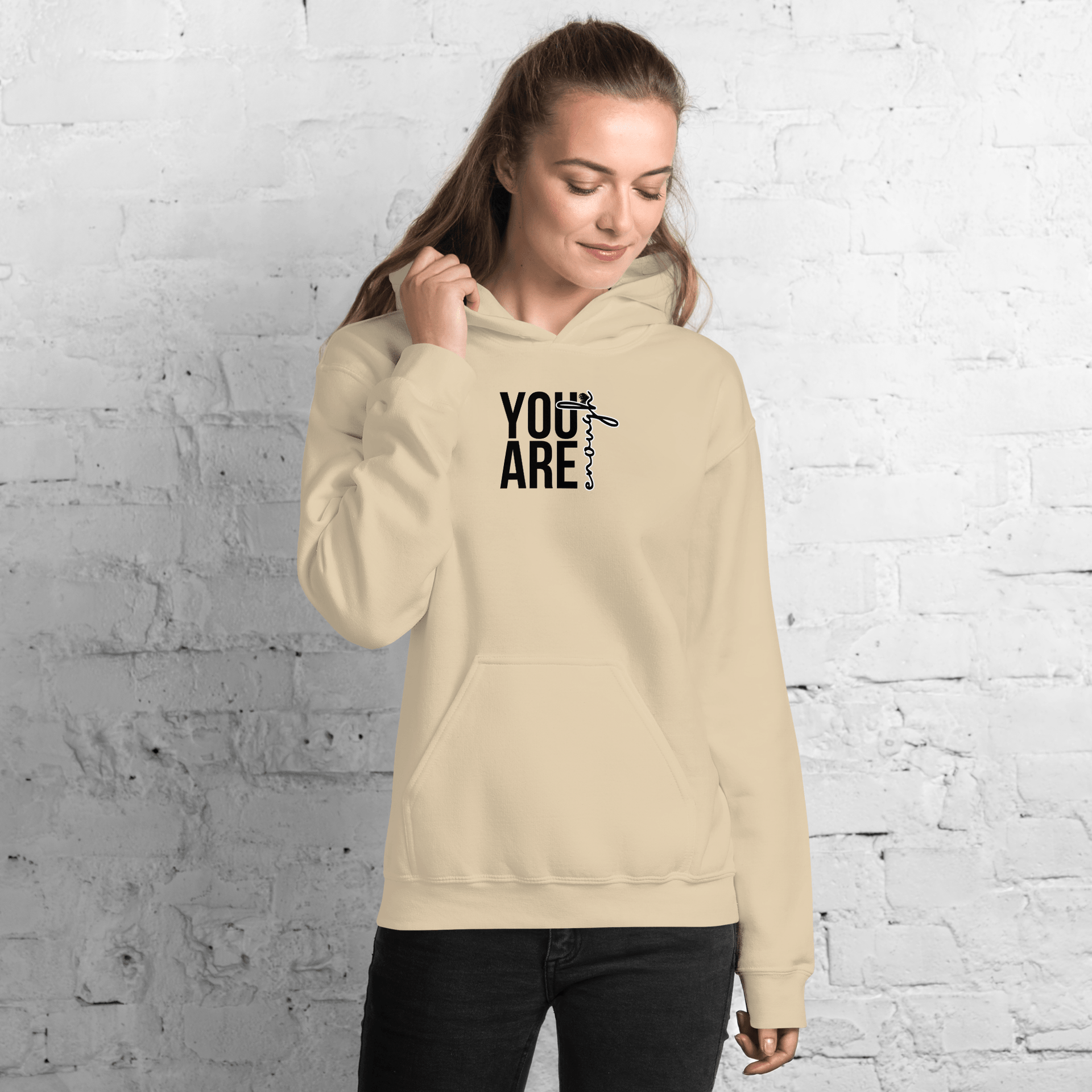 You Are Enough Hoodie (Black Print - Design 2) – Busy Bee