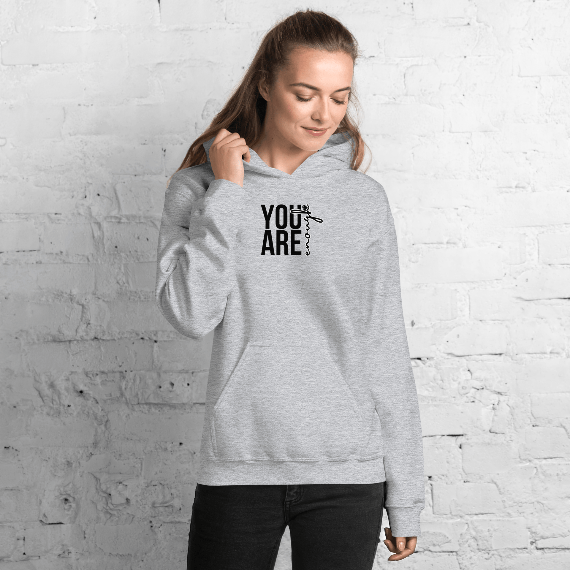 You Are Enough Hoodie (Black Print - Design 2) – Busy Bee