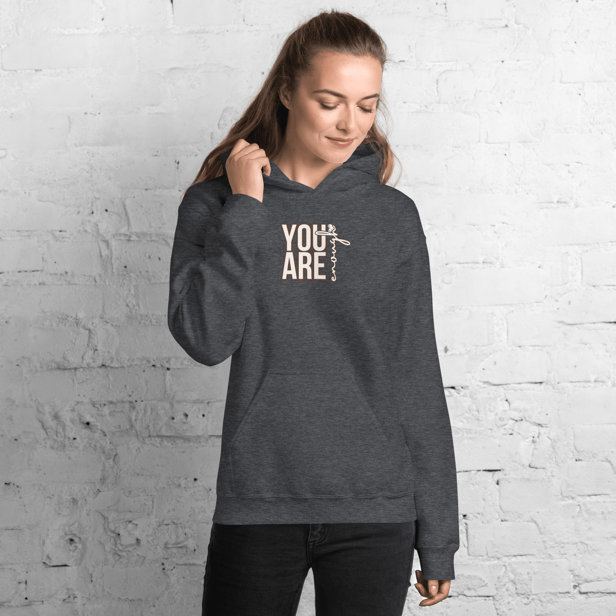 You Are Enough Hoodie (Light Print - Design 2) - Busy Bee Graphix